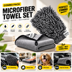 Nova Neutral Microfiber Cleaning Combo – Premium Microfiber Duster Mitt & Cleaning Cloth Set for Home, Car & Multi-Surface Cleaning
