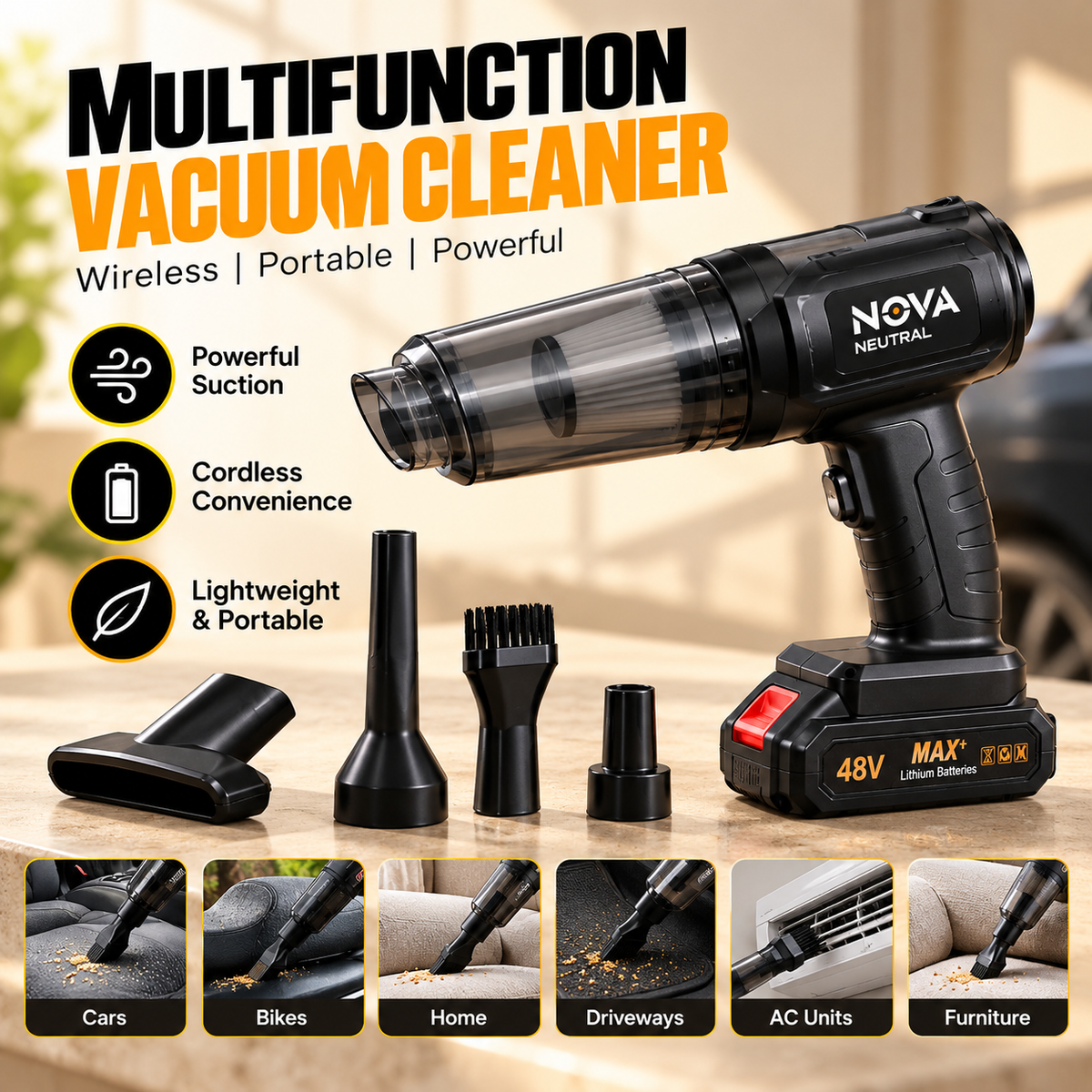 Nova Neutral Multifunction Cordless Vacuum Cleaner