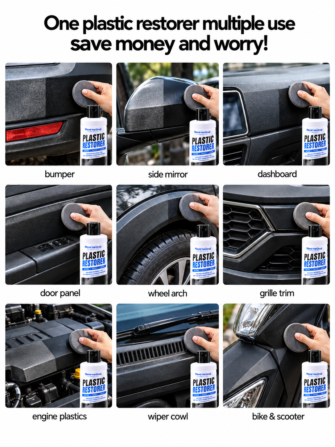 Nova Neutral Plastic Restorer – UV Protection & Long-Lasting Shine for Automotive Plastic Surfaces