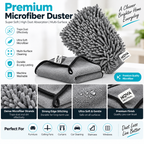 Nova Neutral Microfiber Cleaning Combo – Premium Microfiber Duster Mitt & Cleaning Cloth Set for Home, Car & Multi-Surface Cleaning